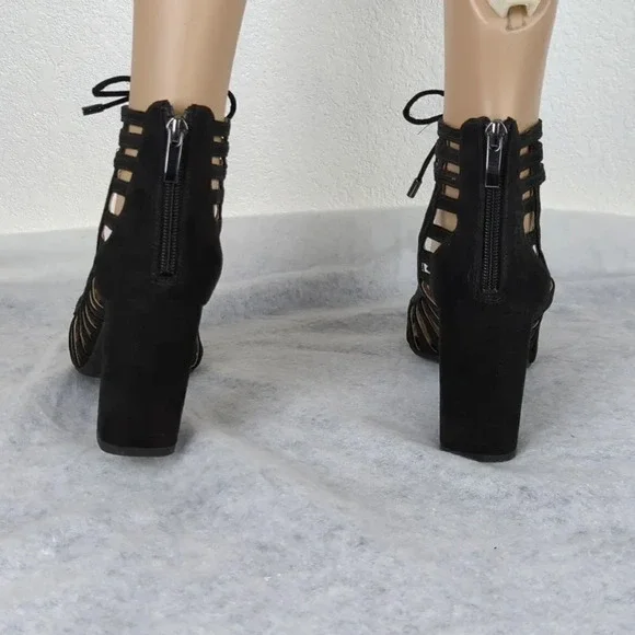 Franco Sarto Ankle Tie Sandals With Chunky High Heels The "Ernie" - Picture 5 of 17